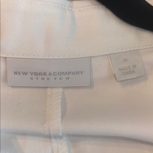 New York & Company Elegant White Ruched Button-Down Shirt - Picture 2 of 3